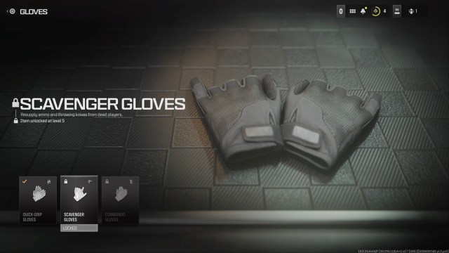 Beneficio de carroñero en MW3 en forma de guantes.