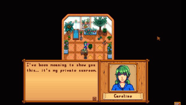 Evento del Corazón de Caroline en Stardew Valley.