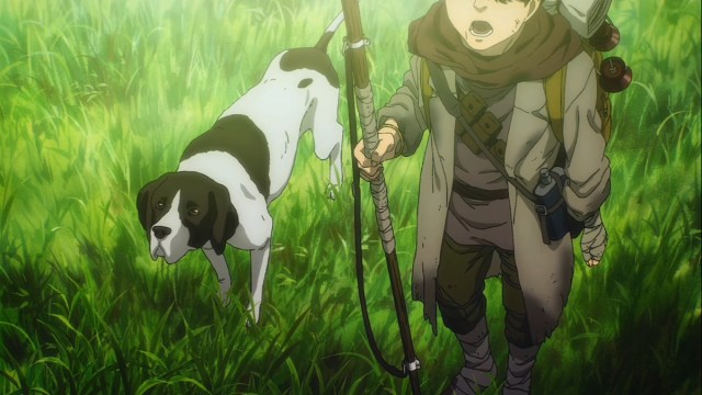 El niño con el perro al final de Attack on Titan.