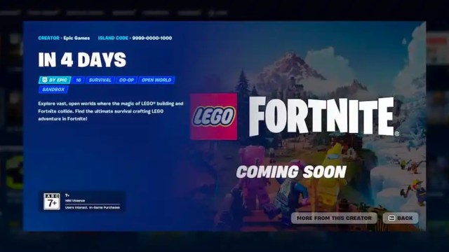 La página de inicio de LEGO Fortnite.