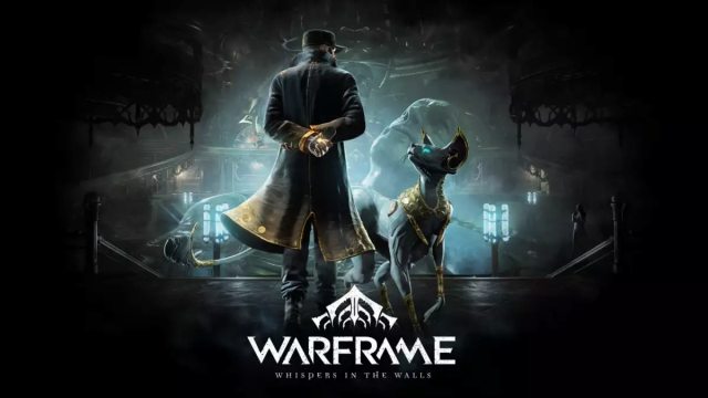 Arte de la pantalla de bienvenida para la actualización Whisper in The Walls de Warframe