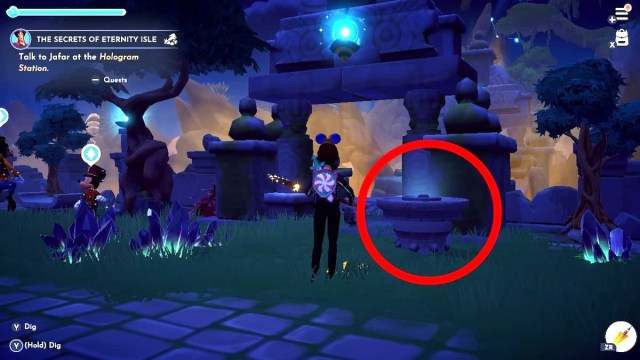 Encuentra la estación de hologramas de Jafar en Disney Dreamlight Valley Secrets of the Eternal Island