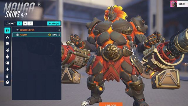 Le skin Magma de Mauga dans OW2.