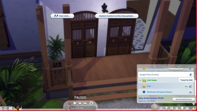 Viajar a unidades en Sims 4 en alquiler