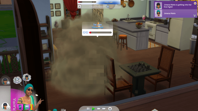 Sims luchando contra Sims 4 en alquiler