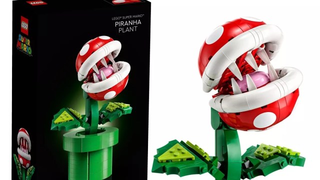 Una planta piraña de la serie Super Mario, hecha de LEGO