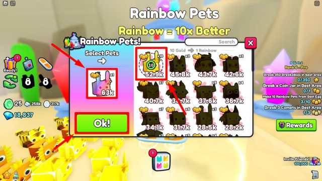 Cómo crear mascotas arcoíris en Pet Simulator 99