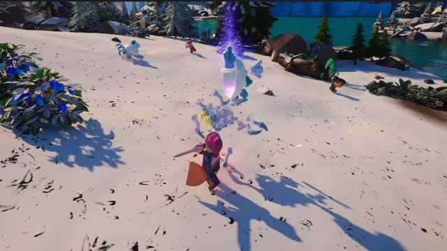 Zona de tundra nevada en LEGO Fortnite.