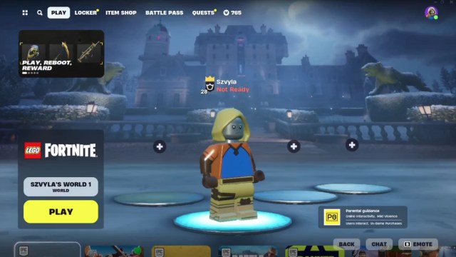 pantalla de menú lego fortnite crea un mundo