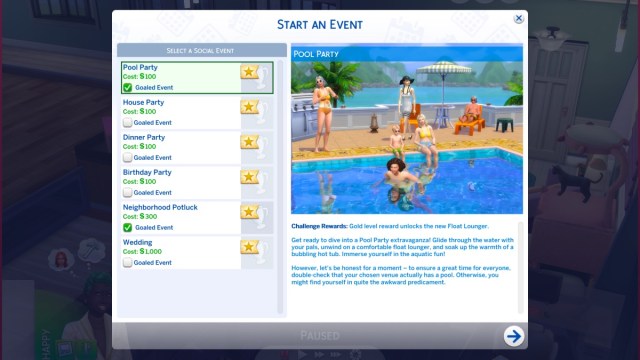 Lista de eventos específicos en Los Sims 4