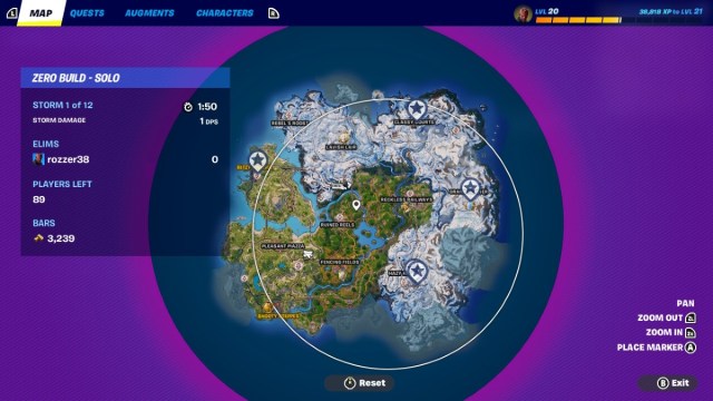 La ubicación de Holiday Boxy en el mapa de Fortnite.