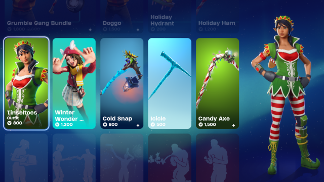 tienda de artículos del festival de invierno de fortnite