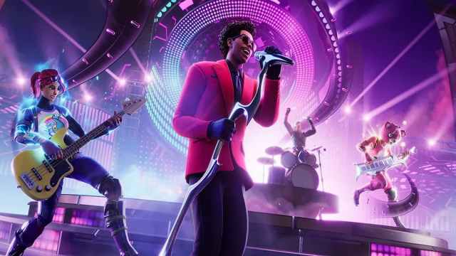 The Weeknd actuando en el Festival Fortnite.