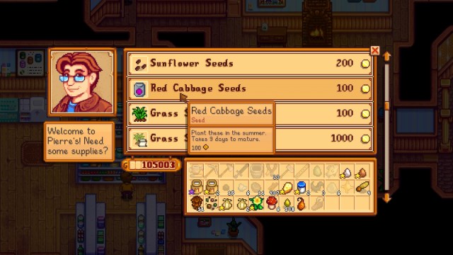 Semillas de repollo rojo de Stardew Valley Pierre