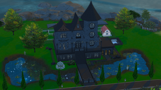 castillo de brujas foso granja sims 4