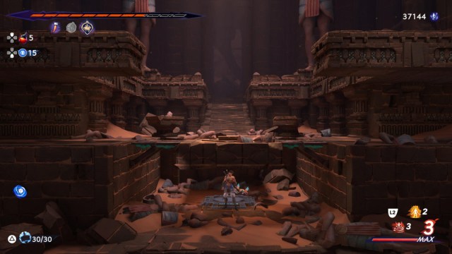 Sargon debout sous le puzzle Smasher dans Prince of Persia The Lost Crown