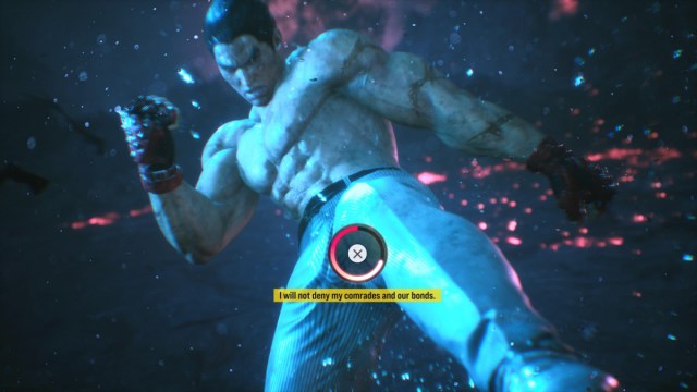 Kazuya prepara su patada con un botón en pantalla en Tekken 8