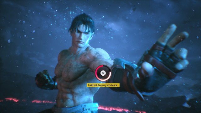 Jin prepara su golpe con un botón en pantalla antes del final alternativo de Tekken 8