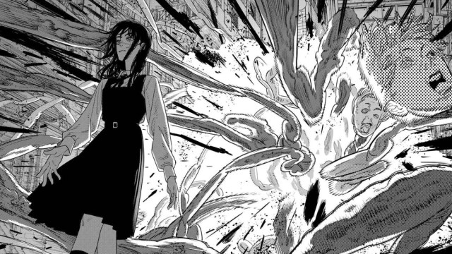 Yoru se aleja del demonio que explota en el manga Chainsaw Man