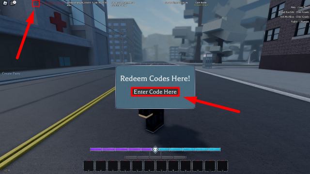 Menú de canje de código en Type Refined Roblox Experience