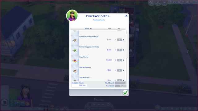 Comprar semillas raras en Los Sims 4