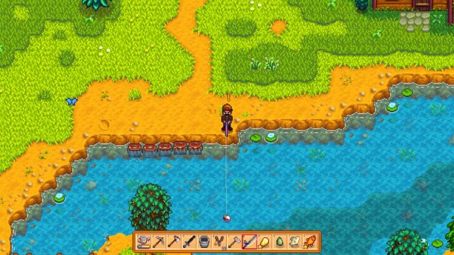 Pesca del lucio en el río Stardew Valley