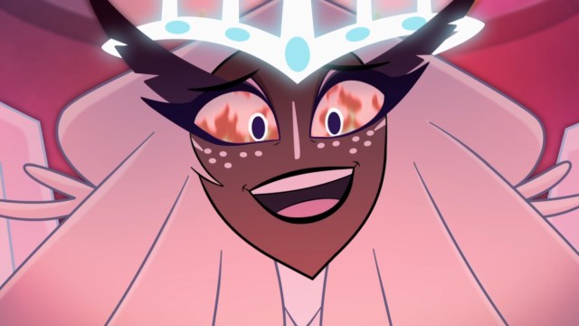 Sera los mira con fuego en los ojos en Hazbin Hotel Episodio 6