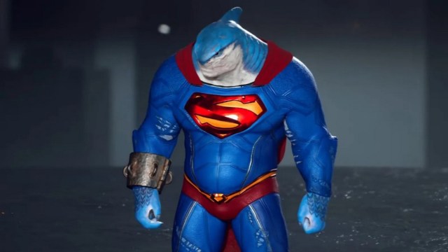 Disfraz de Superman de King Shark en Suicide Squad Kill the Justice League.