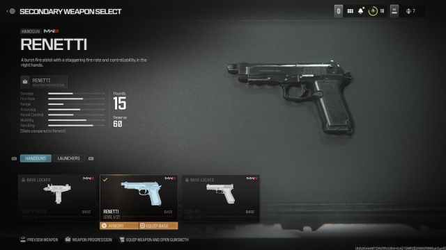 Pistola Renetti en Modern Warfare 3