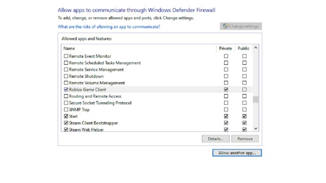 permitir que Roblox acceda al firewall y al antivirus