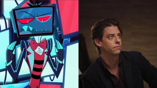 Collage de Christian Borle y Vox del Hotel Hazbin