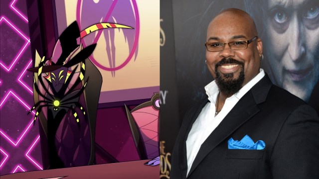 Collage de James Monroe Iglehart y Zestial Morde del Hotel Hazbin