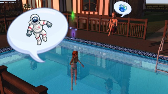 Hablando en la piscina en Los Sims 2