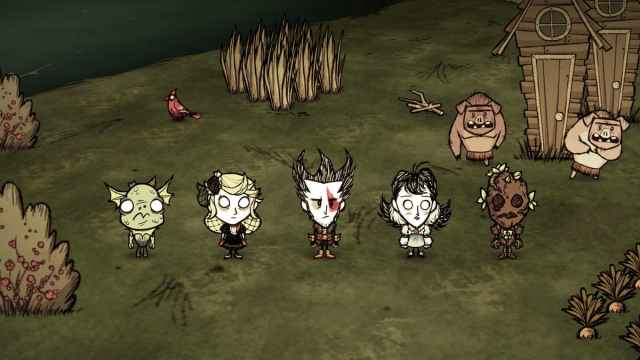 Un groupe de personnages macabres dans Don't Starve Together.