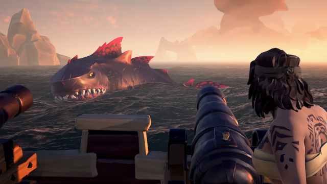 Dispara un cañón a un monstruo marino en Sea of ​​​​Thieves