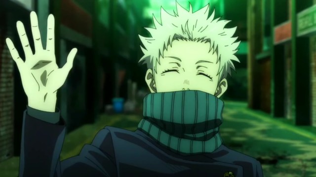 Toge Inumaki usa una palabra de seguridad para felicitar a Yuta por su exitosa misión juntos en Jujutsu Kaisen.