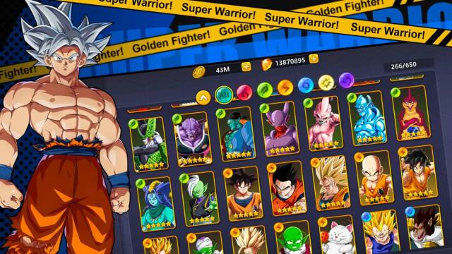 Goku y una alineación de luchadores en Z Warriors Unleashed.