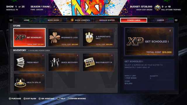 Habilidades de la tarjeta de poder MyGM WWE 2K24.