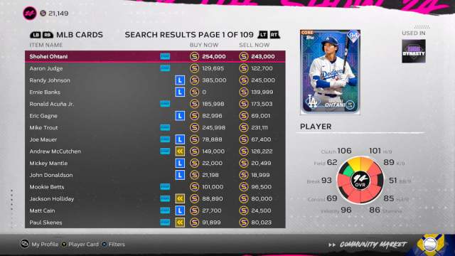 Listas de tarjetas en MLB The Show 24