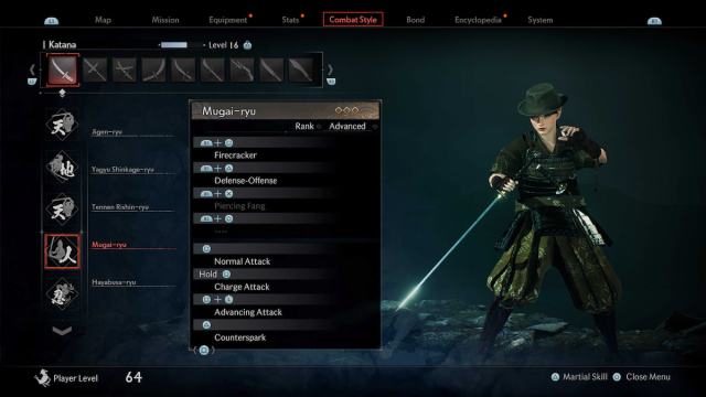 Estilo katana Mugai Ryu en Rise of the Ronin