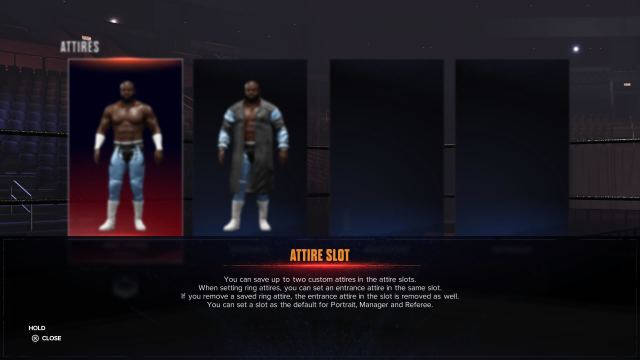 ambos bloques de ranuras de vestimenta en WWE 2K24