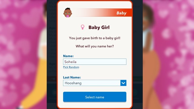 Nombra una niña en BitLife.