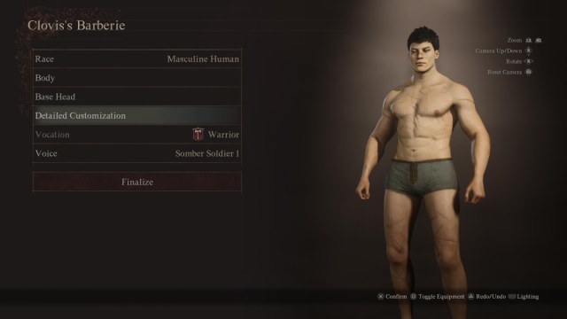 Vista del personaje de Dragon's Dogma 2 en Character Creator que parece tripas de Berserk