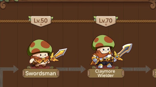 Las clases Swordsman y Claymore Wielder en Legend of Mushroom.