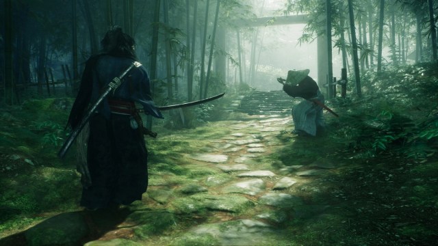 Dos personajes a punto de pelear con espadas en Rise of the Ronin.