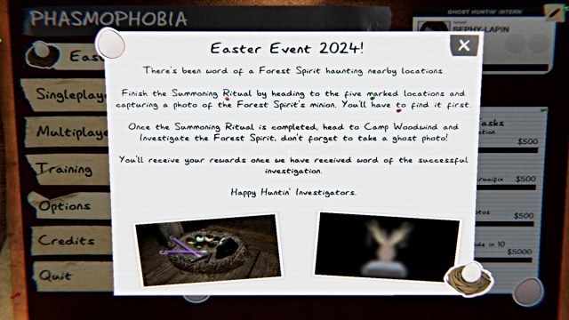 Phasmophobia cómo funciona el evento de Pascua