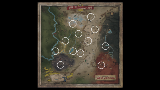 mapa del oso de peluche de Fallout 76