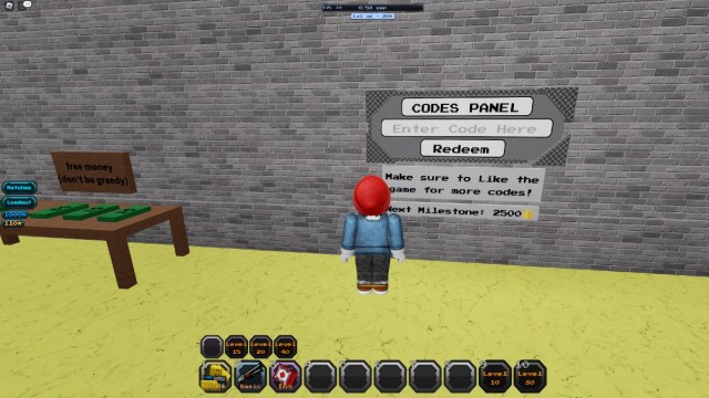 La pantalla de ingreso de código en PGTD 3 en Roblox.