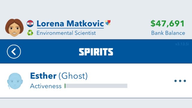 El perfil de un fantasma en BitLife.