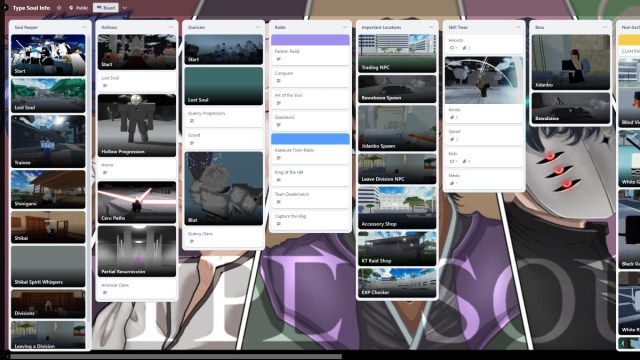 El tablero Type Soul Trello.